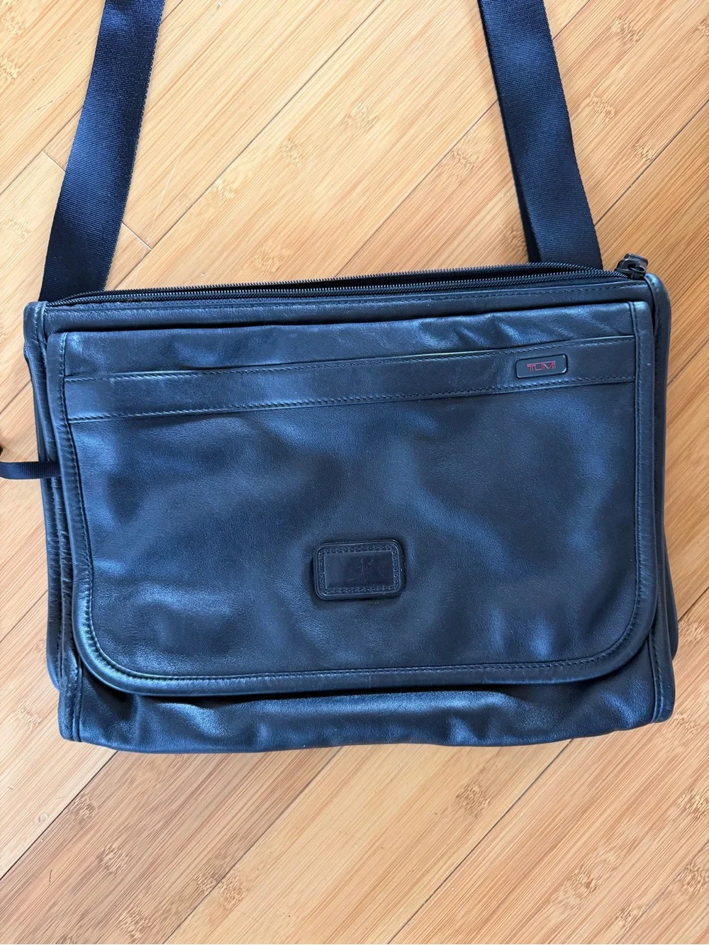 Tumi Black Leather Laptop Messenger Bag